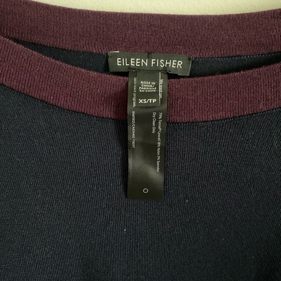 Eileen Fisher Women’s Oversized Sweater Navy Purple Brown Colour Block - Picture 4 of 5